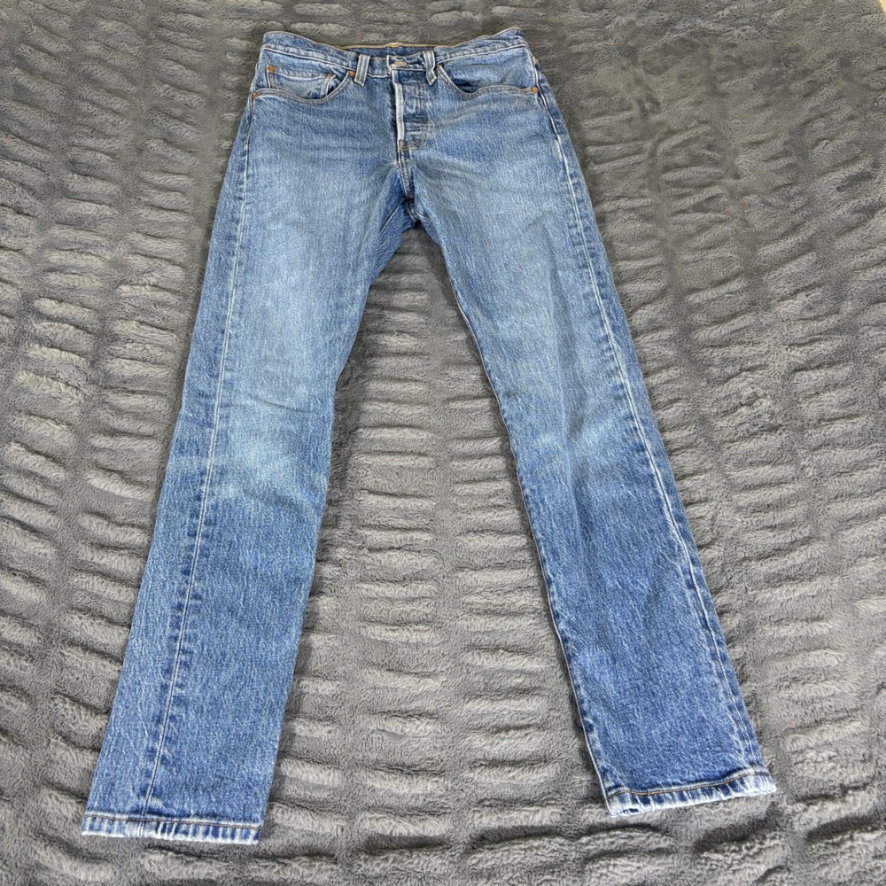 Levis Premium 501 Skinny Jeans Womens 26x28 Medium Wash Blue Denim 29502-0064